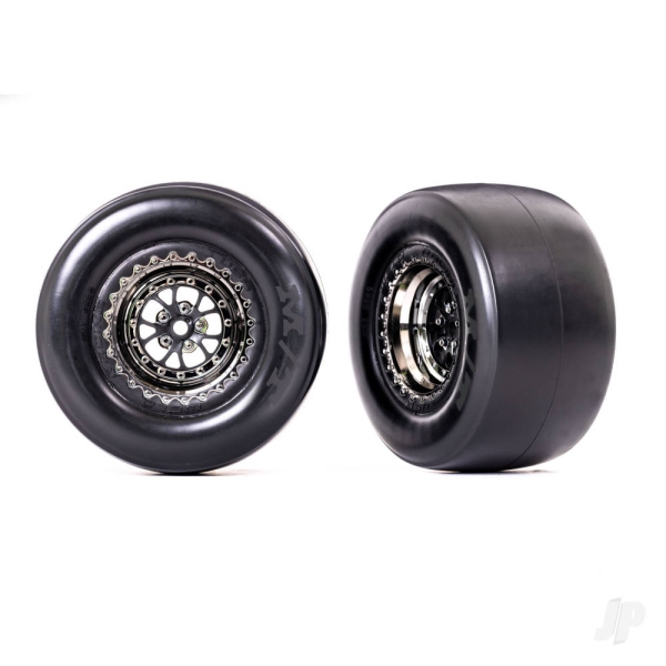 Traxxas Tyres Wheels Assembled Glued Weld Black Chrome Wheels