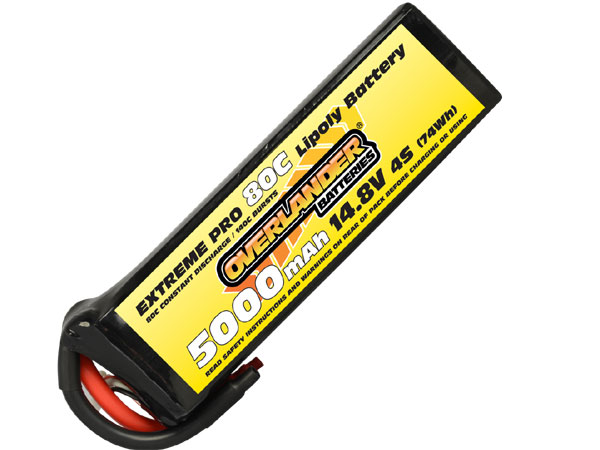 Overlander 5000mAh 14.8V 4S 80C Extreme Pro LiPo Battery (Choose Your Connector) 0002259