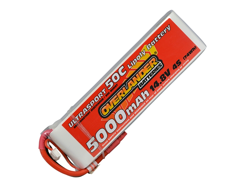 Overlander LiPo Battery Pack 5000mAh 4S 14.8V 50C Ultrasport (Choose Your Connector) 0002632