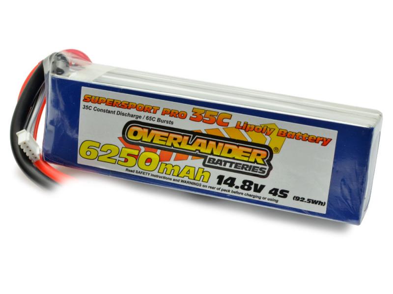 Overlander SuperSport 14.8v 6250mAh 35C LiPo Stick Pack (Choose Your Connector) 0002770