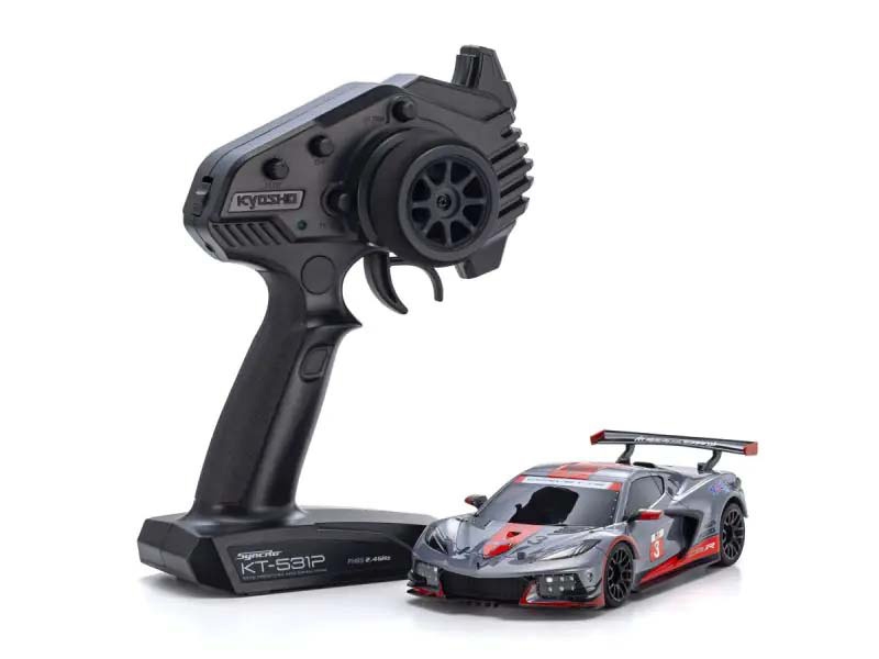 Kyosho Mini-Z MR04 RWD Corvette C8-R Gun Metal/Red (W-MM/KT531P) 32356GMR