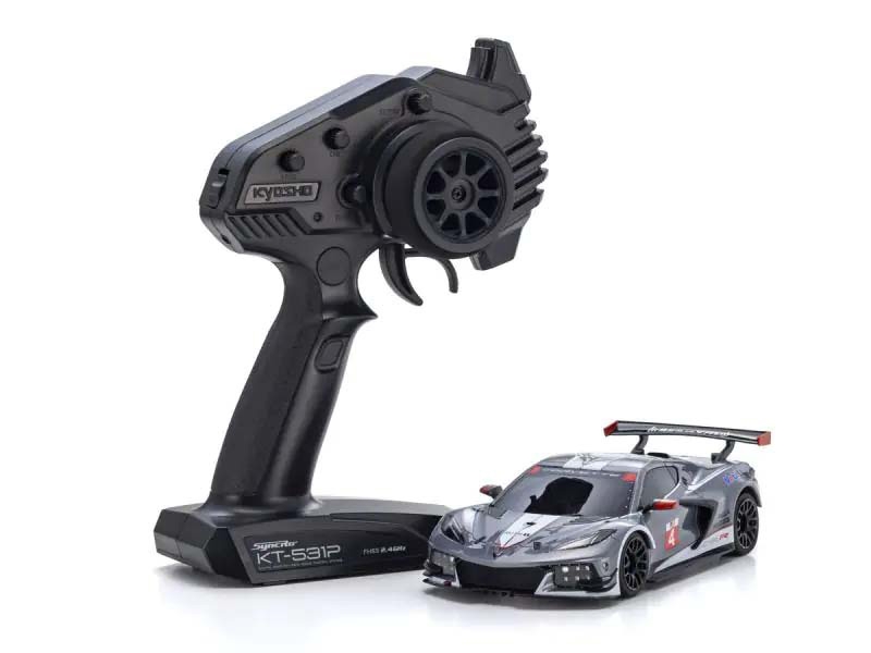 Kyosho Mini-Z MR04 RWD Corvette C8-R Gun Metal/White (W-MM/KT531P) 32356GMW