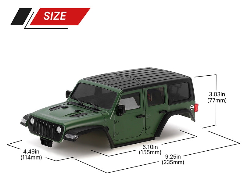 Injora ABS Hardtop Body With Front Rear Bumpers For 155mm 1/18 TRX4M Bronco Defender (Green) 4M-66GN