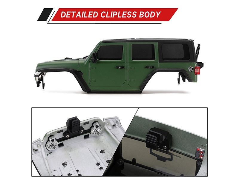 Injora ABS Hardtop Body With Front Rear Bumpers For 155mm 1/18 TRX4M Bronco Defender (Green) 4M-66GN