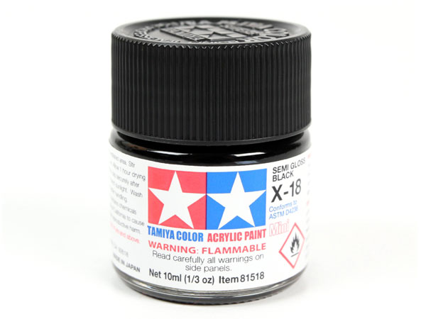 Tamiya X-18 Semi Gloss Black Mini Acrylic Paint - 10ml 81518