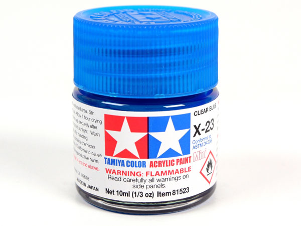 Tamiya X-23 Clear Blue Mini Acrylic Paint - 10ml 81523