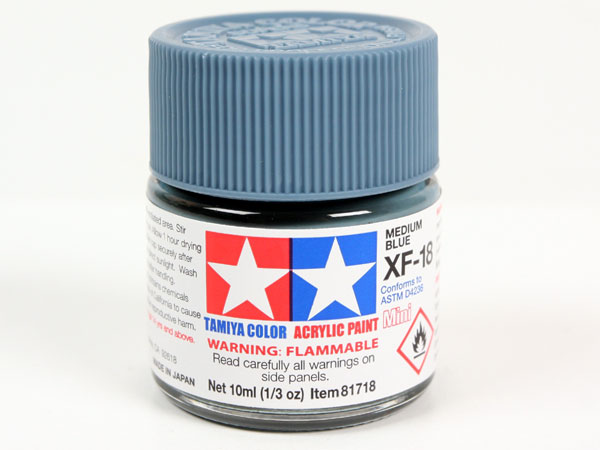 Tamiya XF-18 Medium Blue Mini Acrylic Paint - 10ml 81718