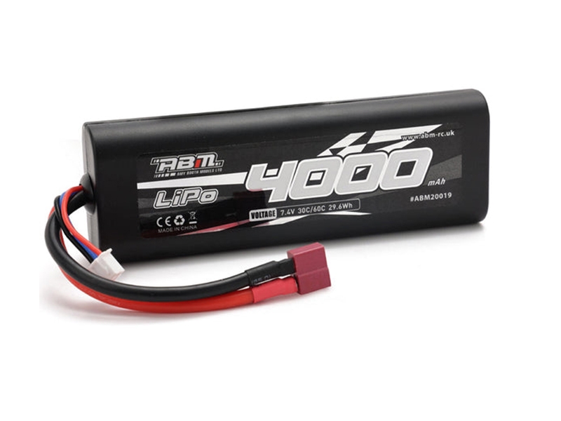 ABM 4000mAh 7.4V 60C Rounded Case LiPo Battery with Deans Connector ...