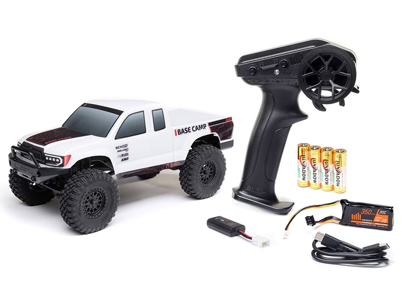 Axial 1/24 SCX24 Base Camp 4WD Rock Crawler Brushed RTR with Battery and Charger - White C-AXI-1219T1