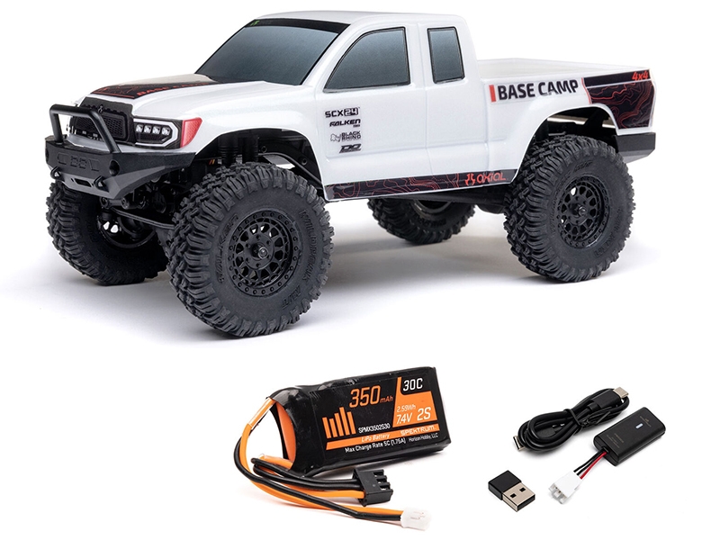 Axial 1/24 SCX24 Base Camp 4WD Rock Crawler Brushed RTR with Battery and Charger - White C-AXI-1219T1