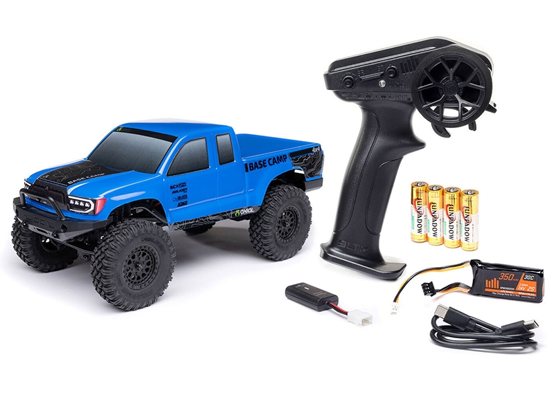 Axial 1/24 SCX24 Base Camp 4WD Rock Crawler Brushed RTR with Battery and Charger - Blue C-AXI-1219T2