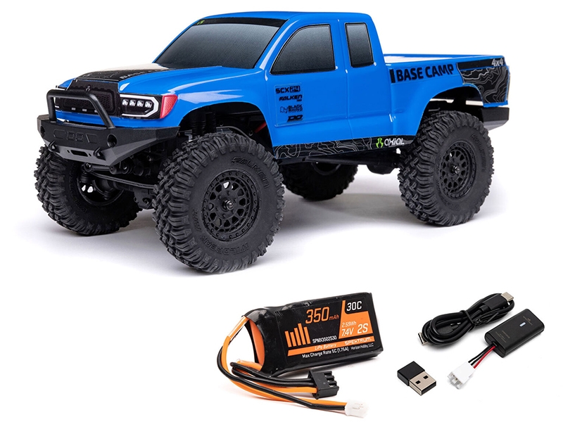 Axial 1/24 SCX24 Base Camp 4WD Rock Crawler Brushed RTR with Battery and Charger - Blue C-AXI-1219T2