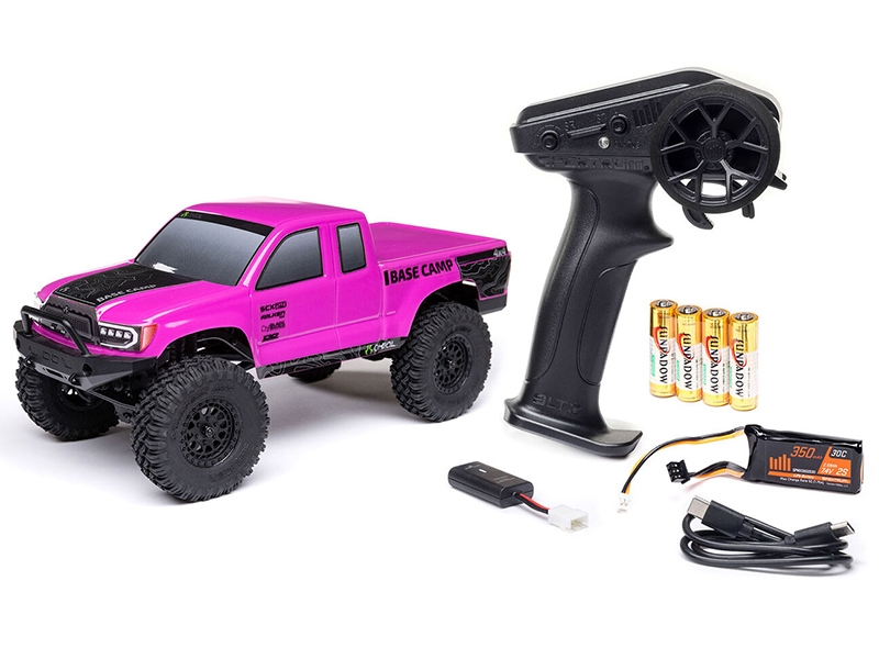 Axial 1/24 SCX24 Base Camp 4WD Rock Crawler Brushed RTR with Battery and Charger - Pink C-AXI-1219T3