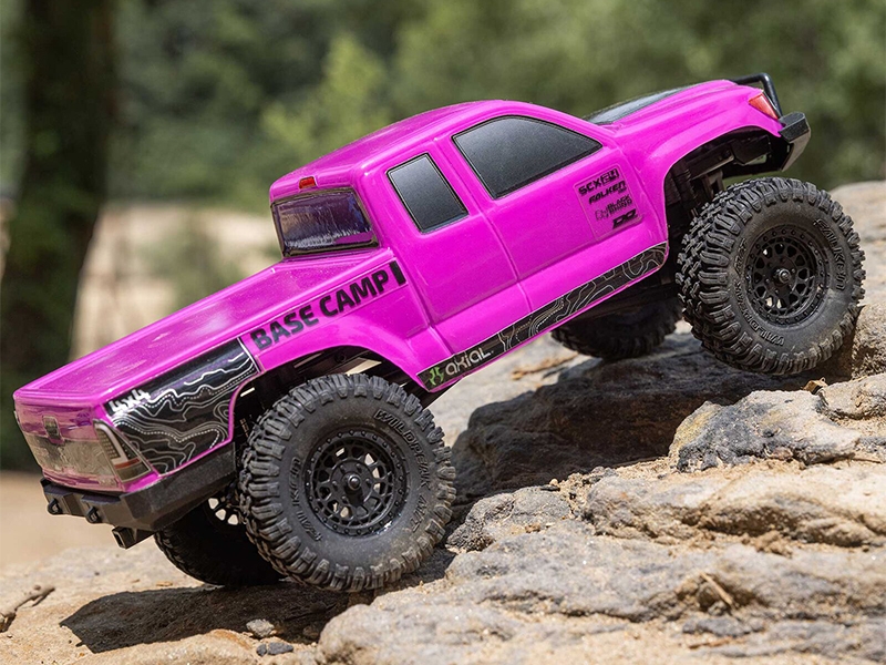 Axial 1/24 SCX24 Base Camp 4WD Rock Crawler Brushed RTR with Battery and Charger - Pink C-AXI-1219T3