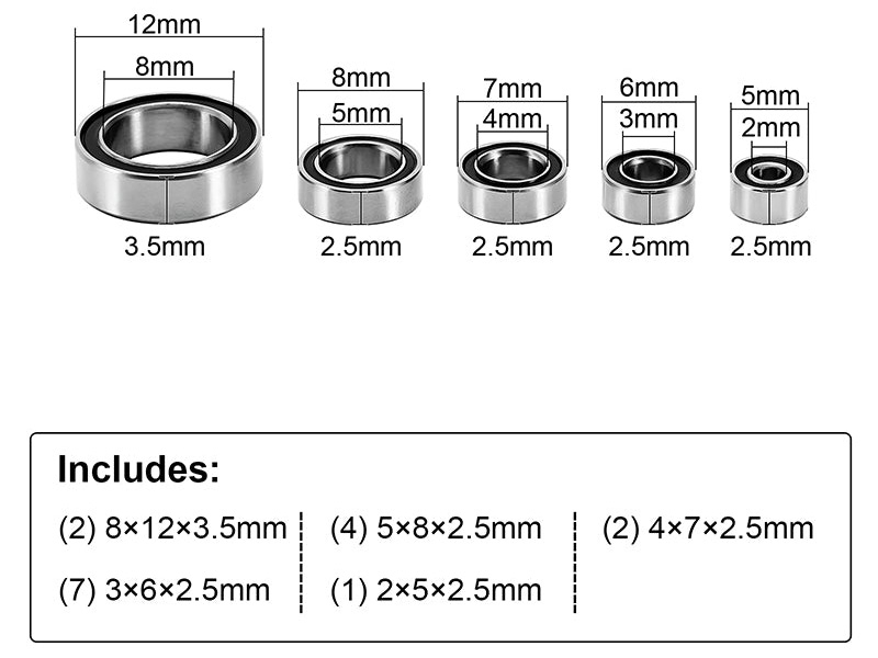 Injora Sealed Bearing Kit for 1/18 HPI Venture18 Upgrade (16) VEN-01