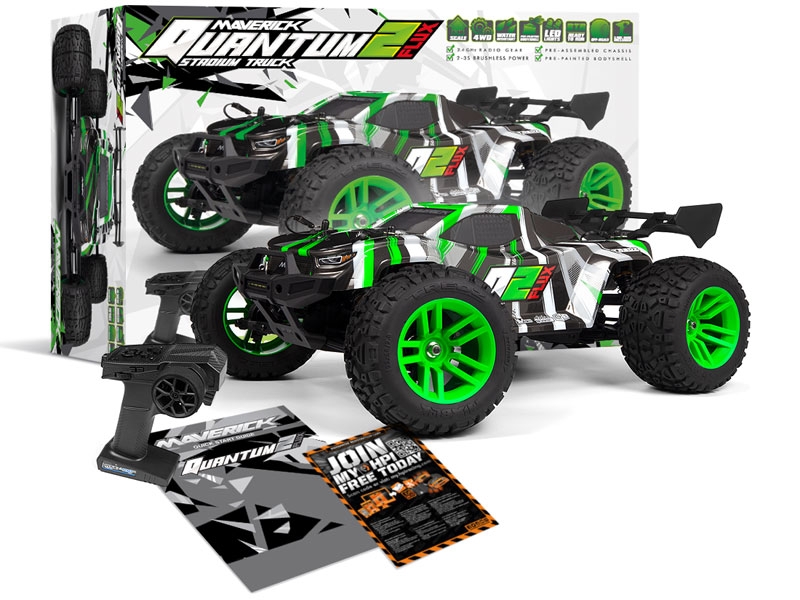 Maverick RC Quantum2 XT Flux 1/10th Stadium Truck - Green MV150408