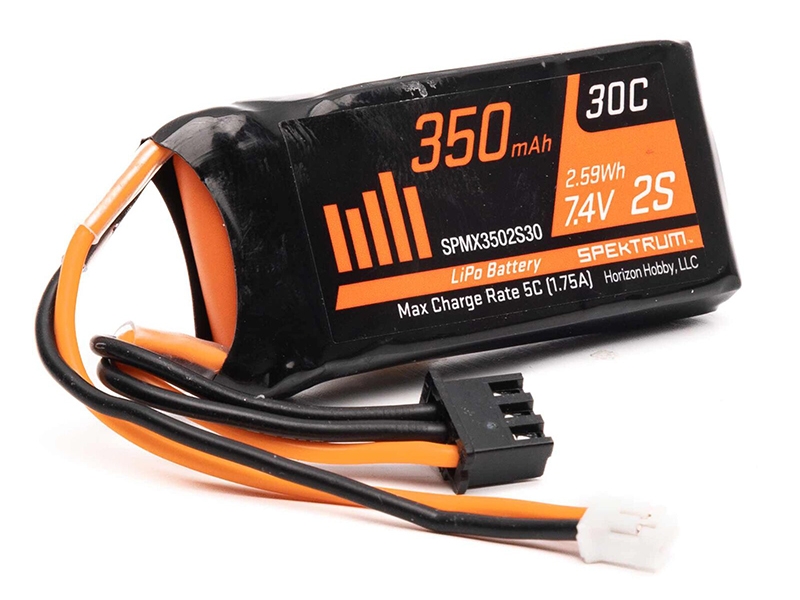 Spektrum 7.4v 350mAh 2S LiPo: PH2.0 SCX24/AX24 O-SPMX3502S30