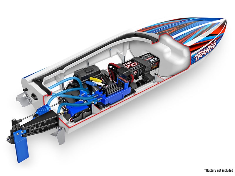 Traxxas Disruptor 4S VXL 1:10 26in Electric Brushless Race Boat with Rapid Right - Blue TRX106064-4-BLUE