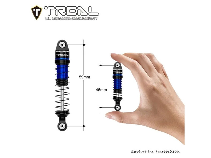 Treal Hobby TRX4M Shocks 59mm Oil-Filled Threaded Dampers (Blue) X004CQY2HL