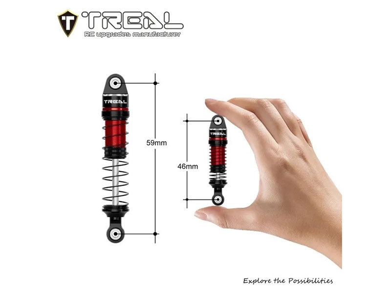 Treal Hobby TRX4M Shocks 59mm Oil-Filled Threaded Dampers (Red) X004CQY2IP