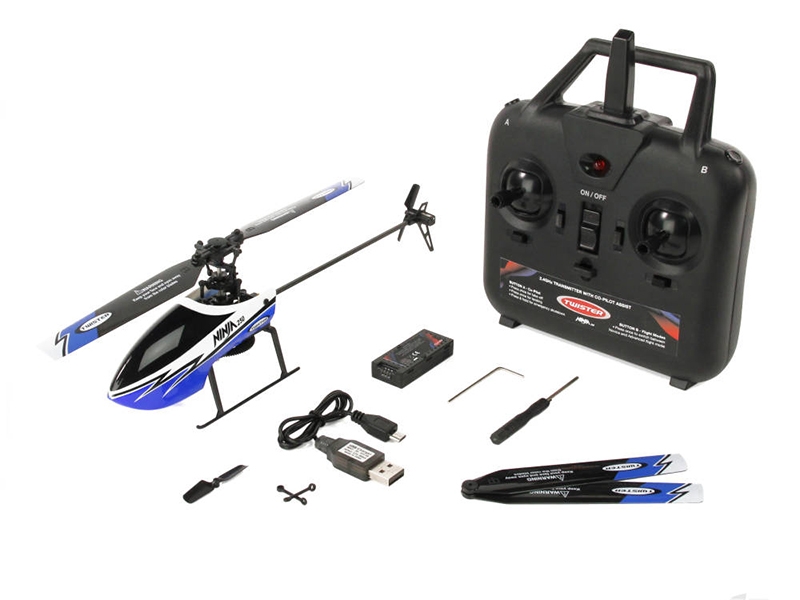 Twister Ninja 250 Helicopter with Co-Pilot Assist 6-Axis Stabilization and Altitude Hold (Blue) TWST1001B