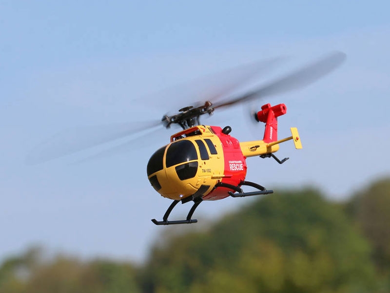 Twister BO-105 Scale 250 Flybarless Helicopter with 6 Axis Stabilisation and Altitude Hold (Yellow/Red) TWST1002YR