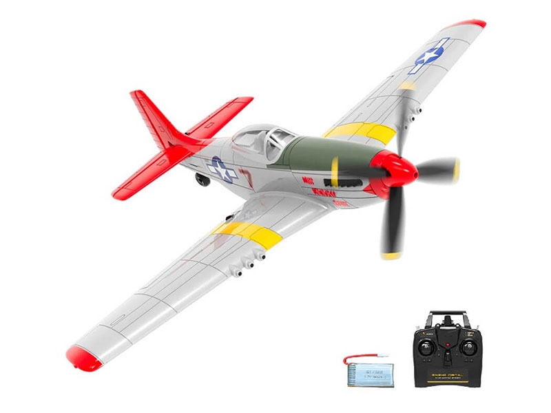 Volantex RC P-51D Mustang V2 4ch 400mm Brushed with Gyro RTF - Red V761-5V2R