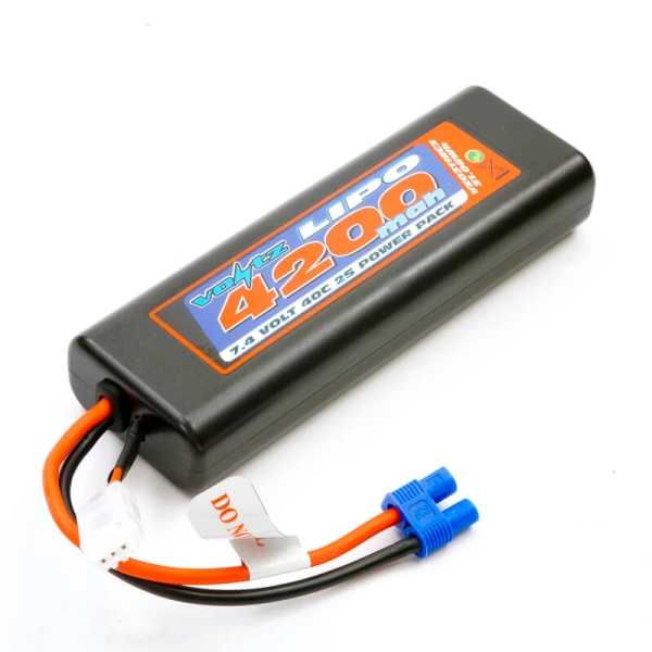 Voltz 4200mAh Round/ Oval Case 2S 40C 7.4v Lipo Stick Pack EC3 VZ0311EC3