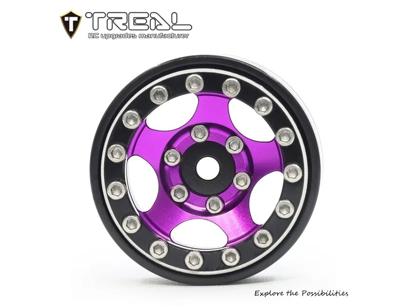 Treal Hobby 1.0 Beadlock Wheels Rims (4Pk) 5-Star 7mm Hex Hubs for 1/18 TRX4M 1/24 AX24 SCX24 FCX24 RC Crawler-Type B (Purple) X0033NJ2W9