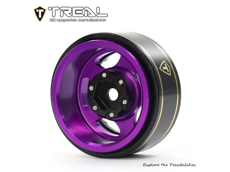 Treal Hobby 1.0 Beadlock Wheels Rims (4Pk) 5-Star 7mm Hex Hubs for 1/18 TRX4M 1/24 AX24 SCX24 FCX24 RC Crawler-Type B (Purple) X0033NJ2W9