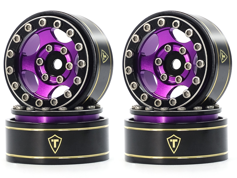 Treal Hobby 1.0 Beadlock Wheels Rims (4Pk) 5-Star 7mm Hex Hubs for 1/18 TRX4M 1/24 AX24 SCX24 FCX24 RC Crawler-Type B (Purple) X0033NJ2W9