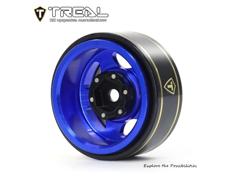 Treal Hobby 1.0 Beadlock Wheels Rims (4Pk) 5-Star 7mm Hex Hubs for 1/18 TRX4M 1/24 AX24 SCX24 FCX24 RC Crawler-Type B (Blue) X0042UO7N1