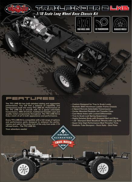 RC4WD ZK0059 Trail Finder 2 Truck Kit LWB 1/10 Scale Long Wheel Base Chassis Kit Z-K0059