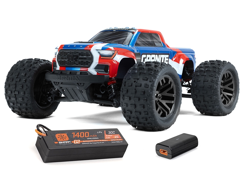 Arrma 1/18 GRANITE GROM MEGA 380 Brushed 4X4 Monster Truck RTR (Blue/Red) C-ARA2102T1