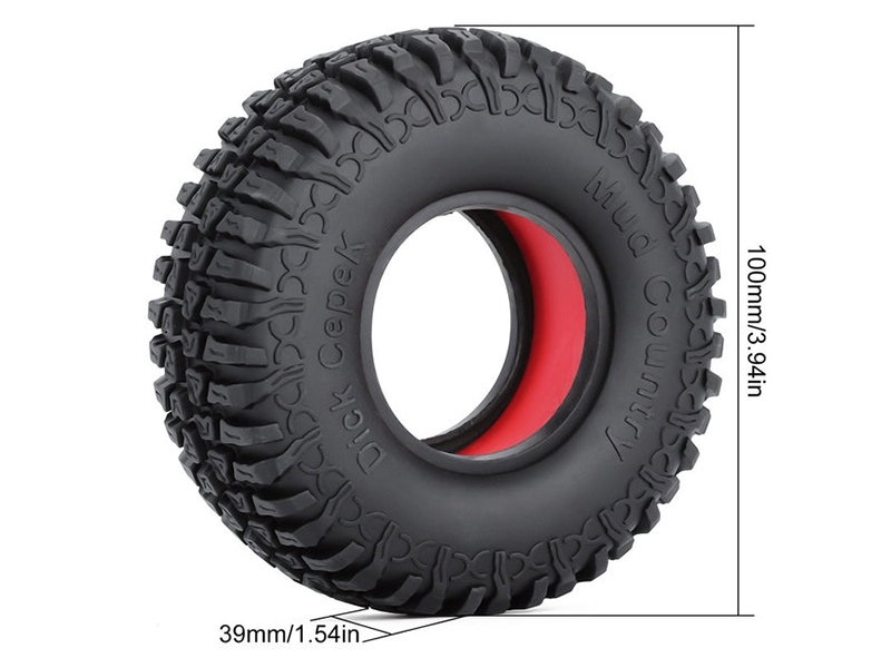 Injora Mud Country 1.9in 100mm Rock Crawler Tyres with Dual Stage TPE Foam (4pcs) AX3020-4020R