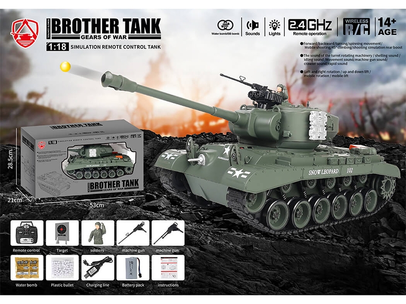 Brother Tank RC Tank 1:18 USA M26 Pershing Snow Leopard - Green BT-814