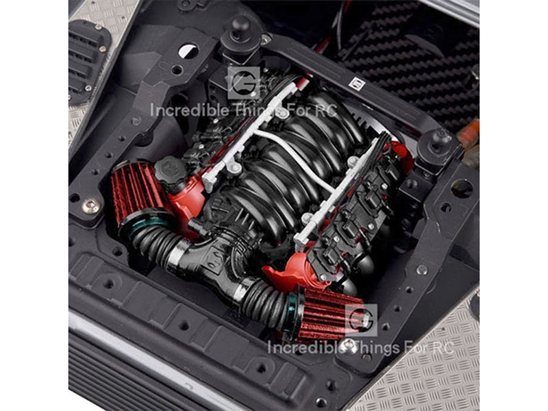 Injora LS7 V8 Simulate Engine Motor Cooling Fans Radiator Kit for 1/10 Crawler CRAW18304_RD