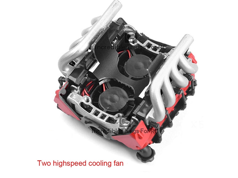 Injora LS7 V8 Simulate Engine Motor Cooling Fans Radiator Kit for 1/10 Crawler CRAW18304_RD