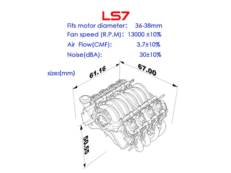 Injora LS7 V8 Simulate Engine Motor Cooling Fans Radiator Kit for 1/10 Crawler CRAW18304_RD