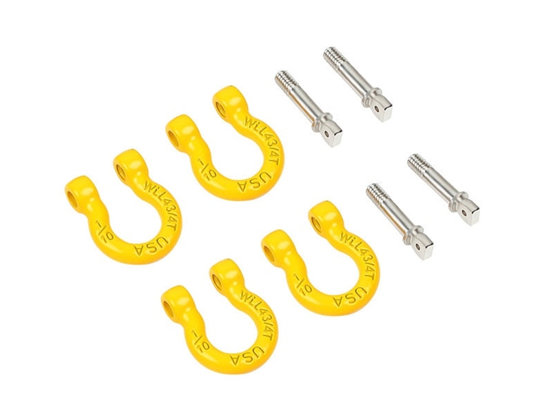 Injora Metal Bumper D Ring Red Tow Hook Shackles 4Pcs for 1 10 RC Crawler Car Yellow