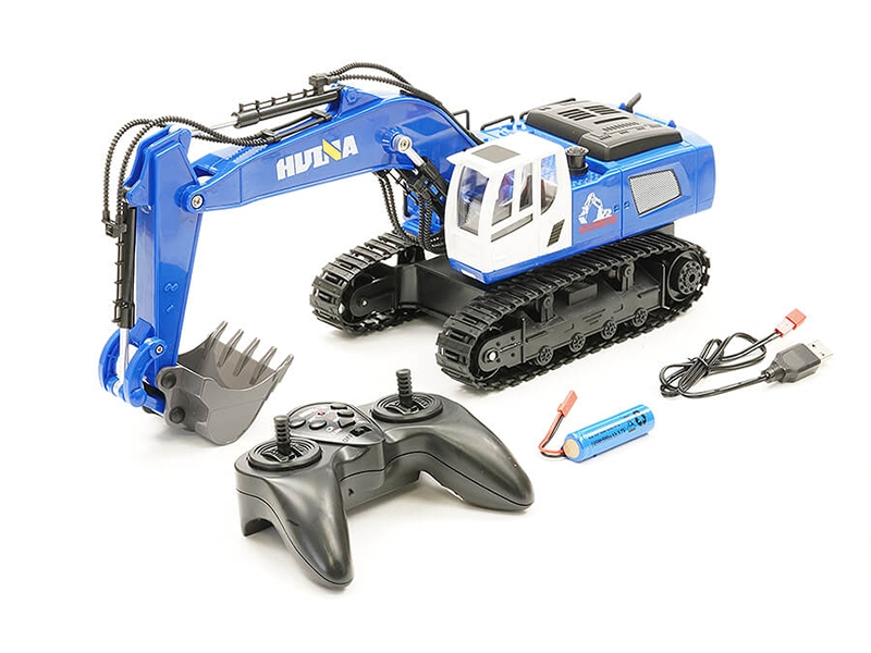 HuiNa 2.4G 11CH RC Excavator with Die Cast Bucket - Blue CY1558B