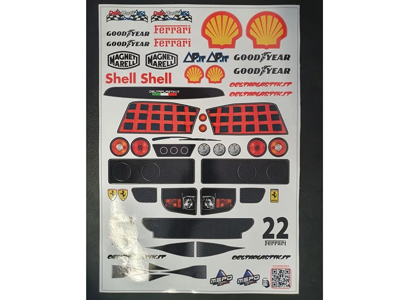 Delta Plastik S0040 - Ferrari F40 Clear Bodyshell 335mm WB DP-4001-SET