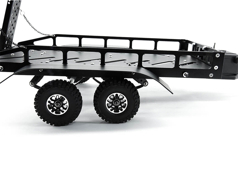 Fastrax Dual Axle Trailer with Ramps with LEDs (MED 1/12 - 1/18) Black FAST2372MBK