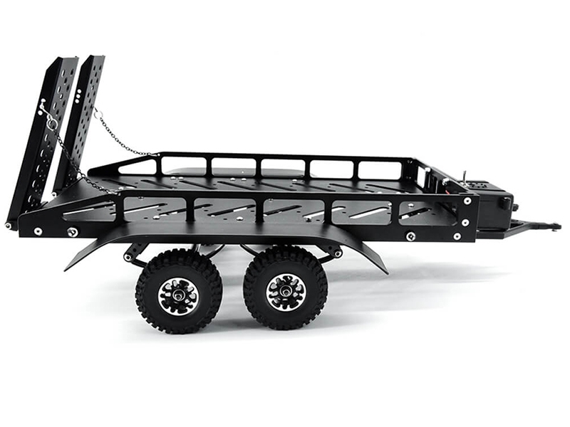 Fastrax Dual Axle Trailer with Ramps with LEDs (MED 1/12 - 1/18) Black FAST2372MBK