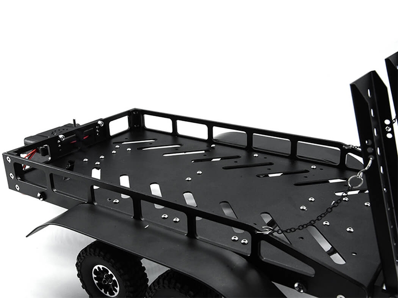 Fastrax Dual Axle Trailer with Ramps with LEDs (MED 1/12 - 1/18) Black FAST2372MBK