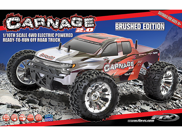 FTX Carnage 2.0 1/10 Brushed Truck 4wd RTR - Red FTX5537R