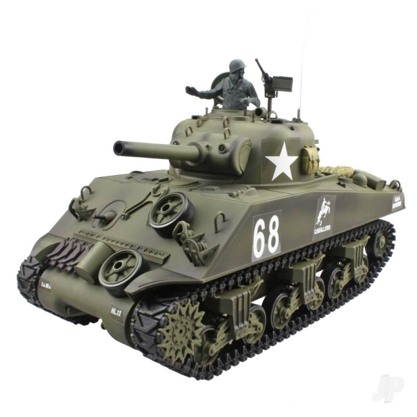 Heng Long 1:16 U.S. Medium Tank M4A3 Sherman with Infrared Battle System (2.4GhzShooterSmokeSoundMetal Gearbox) HLG3898-1U