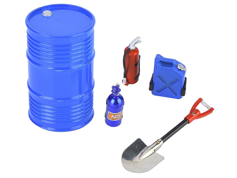 MEUS Racing 1/10th Crawler Accessories (Oil Drum, Jerry Can, Fire Extinguisher Fire, Shovel and NOS Bottle) MR335