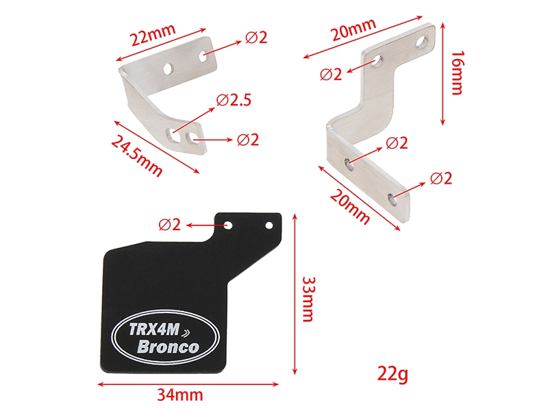 MEUS Racing Rubber Mud Flaps with Metal Mounts for TRX-4M Bronco MR58