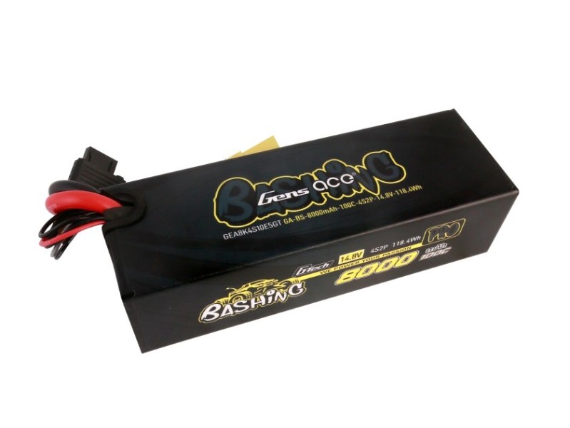 Gens Ace LiPo Car GTech 4S2P 14.8V 8000mAh 100C Bashing with EC5 O-GTC4S8000-100E5